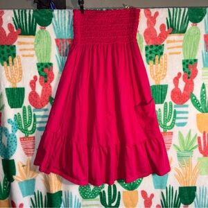 Aerie Vibrant Pink strapless tube dress Y2K